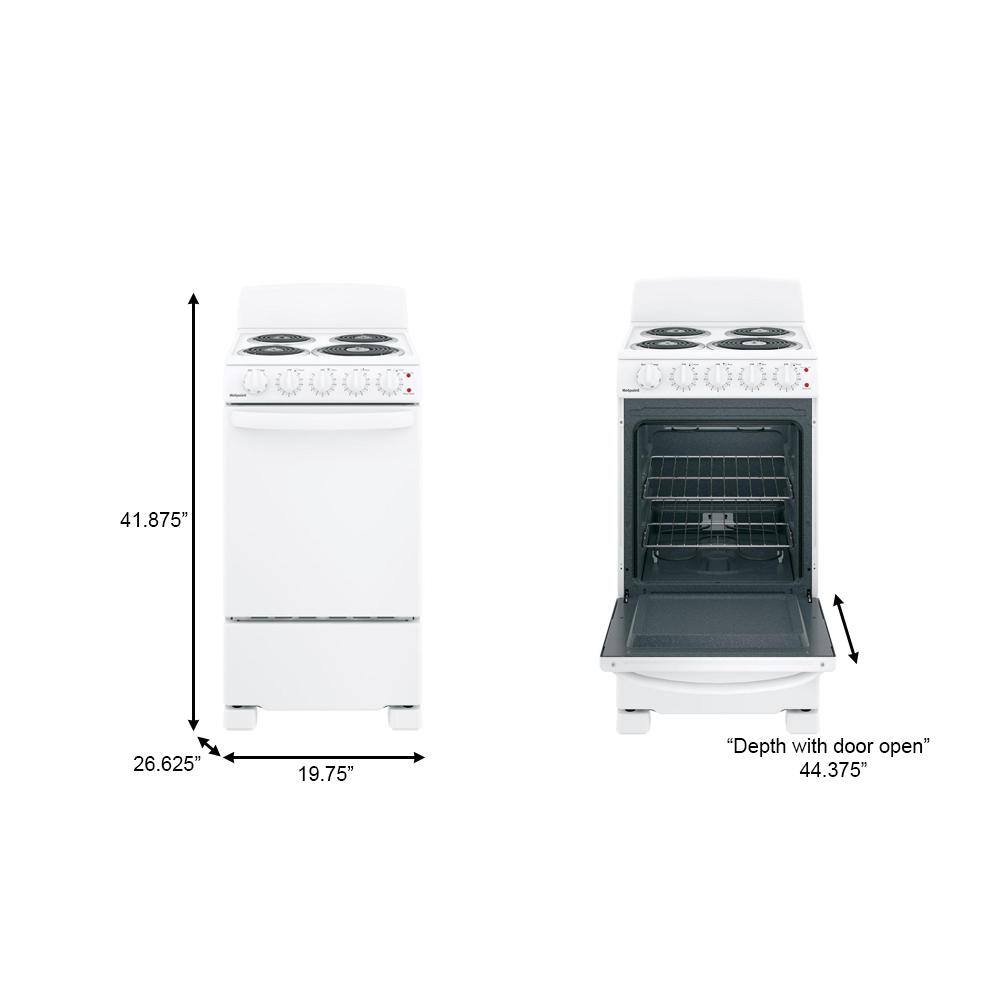 Hotpoint 20 in. 2.3 cu. ft. Freestanding Electric Range in White RAS200DMWW