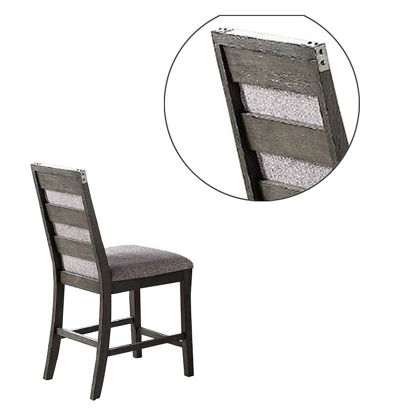 Wooden High Chairs With Upholstered Seat And Backrest， Set Of 2， Gray - Benzara