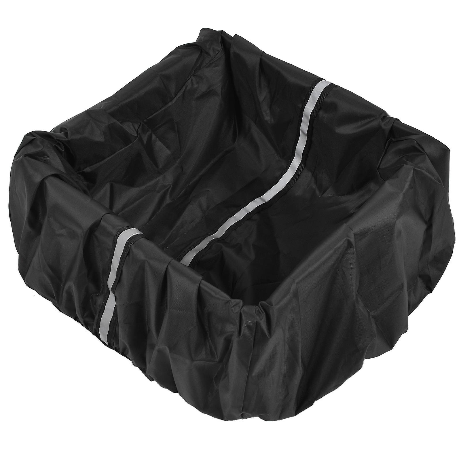 Bike Basket Cover Black Snow Defence Waterproof Dustproof Lightweight Reflect Light Bike Basket Liner