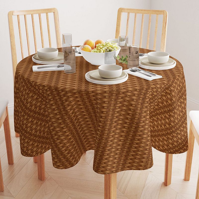 Round Tablecloth， 100% Polyester， 90 Round， Copper Style Wicker