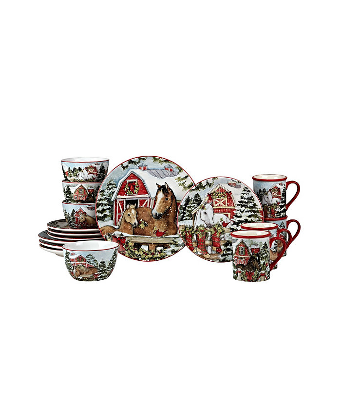 Certified International Homestead Christmas 16 Piece Dinnerware Set