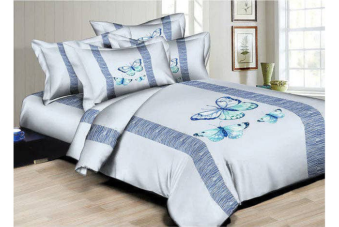 Circles Home 300TC Bright Butterflies Blue Duvet Set Queen