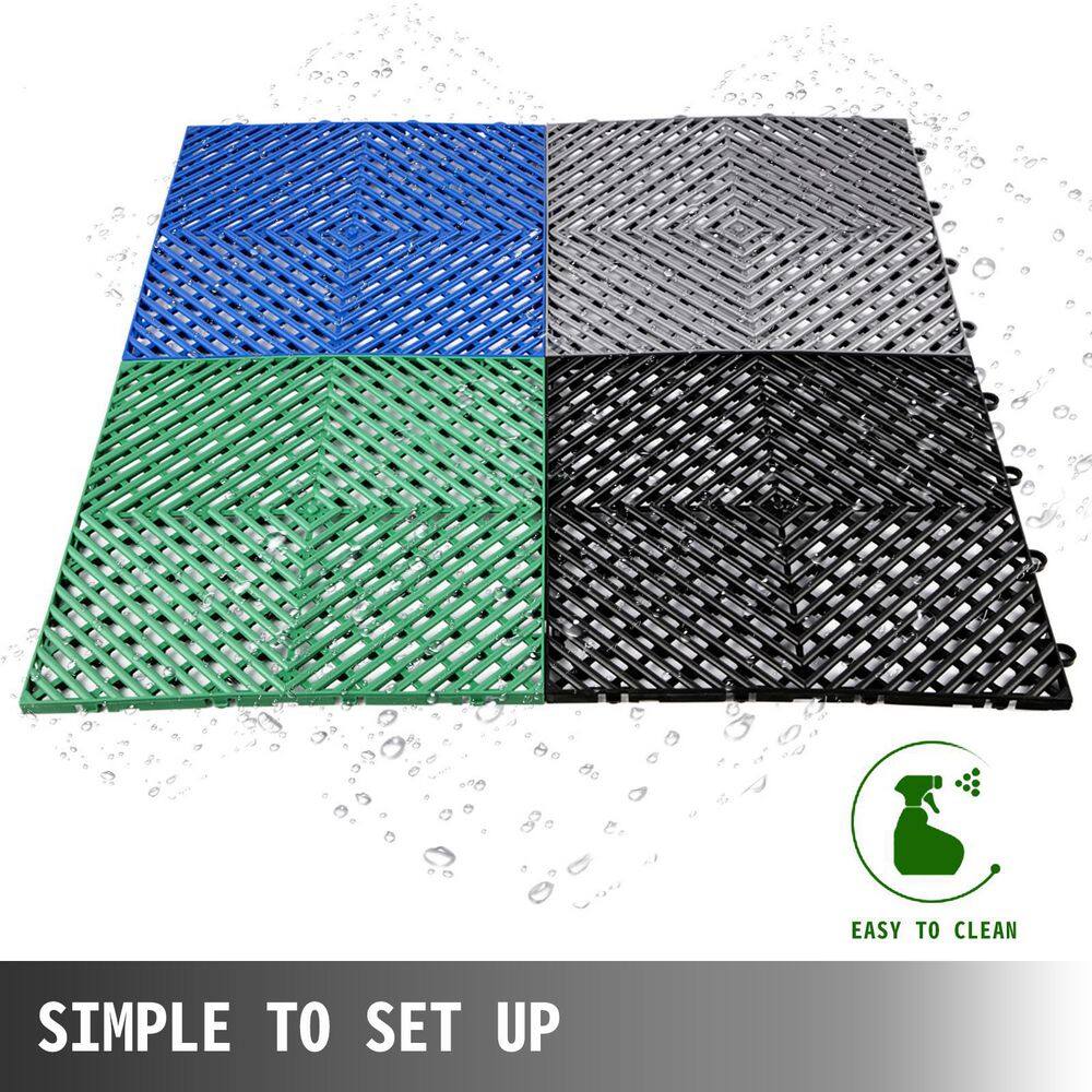 VEVOR 12 in. x 12 in. x 0.5 in. Drainage Tiles in Green Interlocking Floor Tiles Deck Tile for Pool Shower Deck Patio(55-Pack) DJHZX55PGN0000001V0