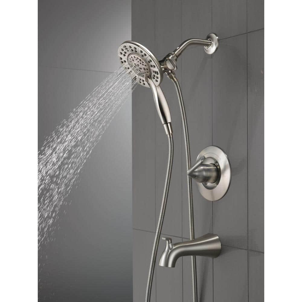 Delta Arvo In2ition TwoinOne SingleHandle 4Spray Tub and Shower Faucet in Spotshield Brushed Nickel