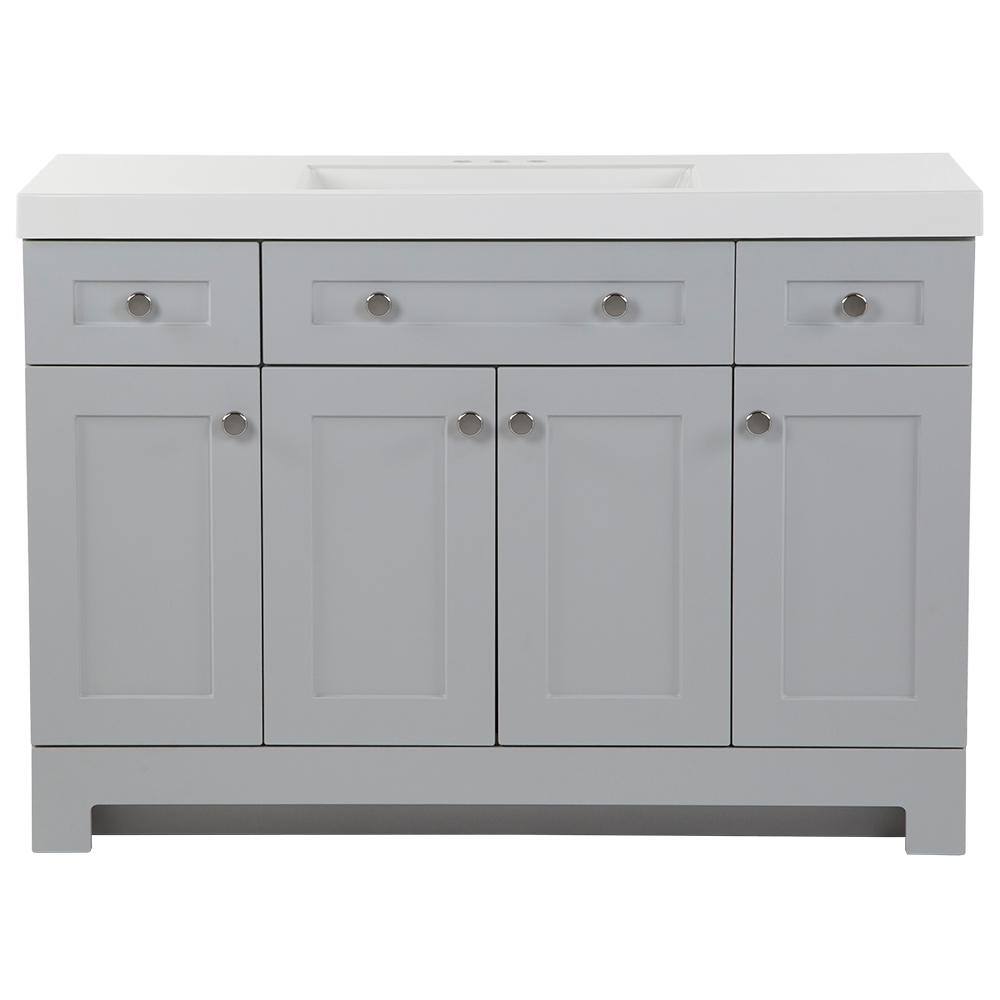 Glacier Bay Everdean 48.5 in. W x 18.8 in. D x 34.4 in. H Freestanding Bath Vanity in Pearl Gray with White Cultured Marble Top EV48P2-PG