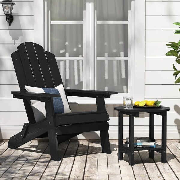 WINSOON All Weather HIPS Outdoor Round 2Tier Outdoor Side Tables Adirondack Tables