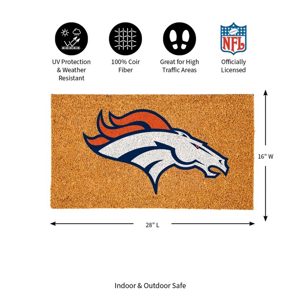 Evergreennfldenver Broncos Logo Natural Coir 28 X 16 Inches Indoor Outdoor Doormat