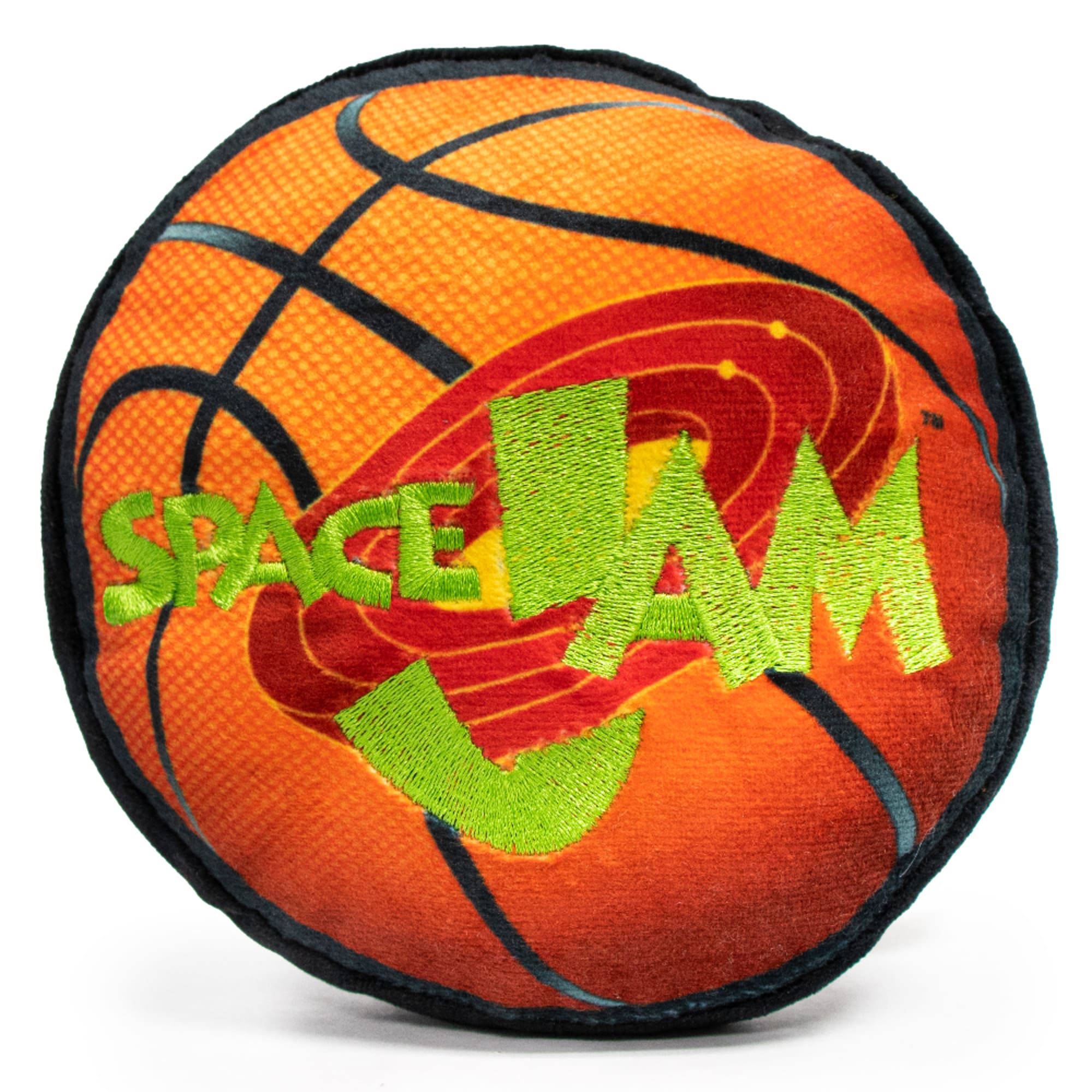 Buckle-Down Looney Tunes Space Jam Basketball Logo Plush Squeaker Dog Toy， Small