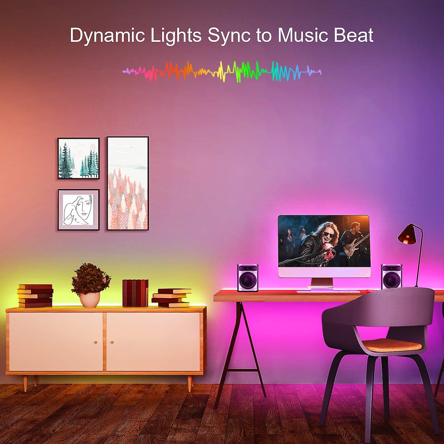 10m Led Strip (1*10m)， Rgb Led Strip Multicolor Led Light， With 44 Key App Remote Control， Synchronize With Music， For Decoration， Bar， Wedding， Bedro