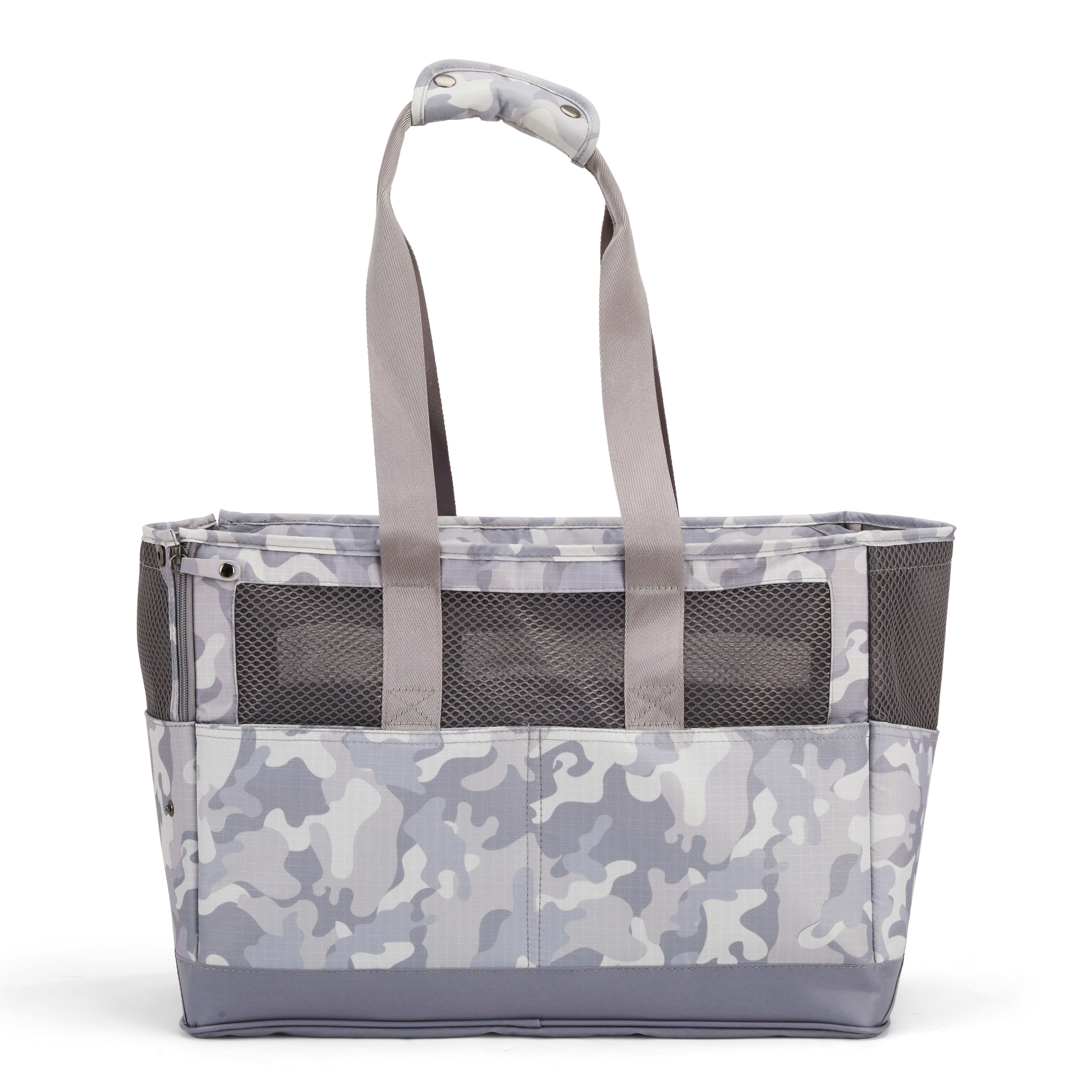 Reddy Grey Camo Canvas Dog Carrier Tote， Small