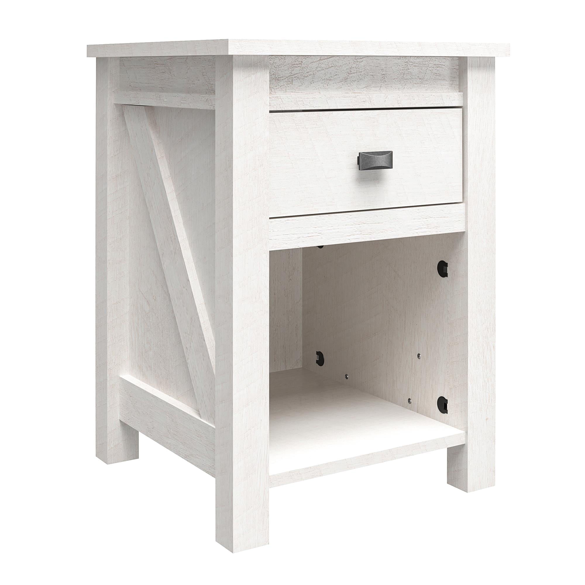 Woven Paths Scandi Farmhouse Nightstand, Ivory Oak