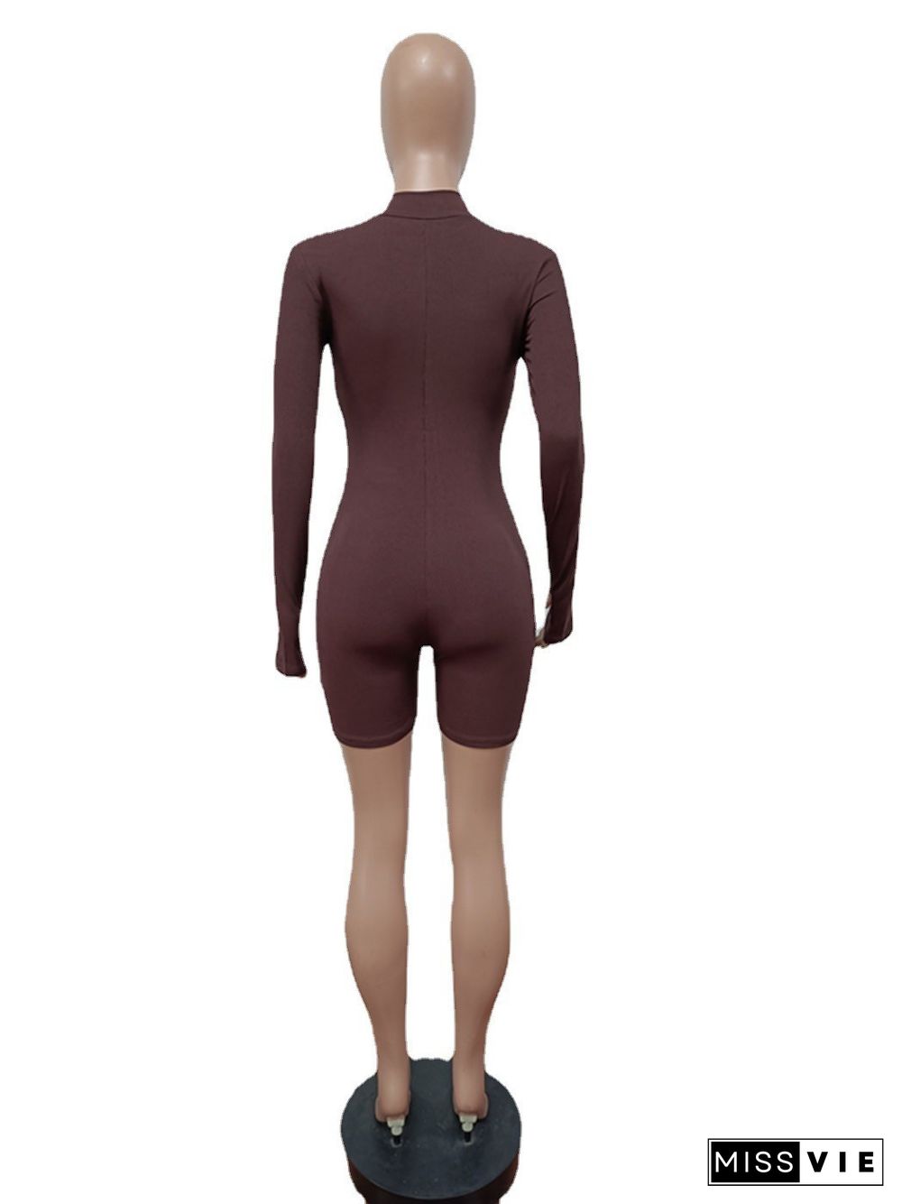 Solid Color Long Sleeve Fitness Stretch Rompers