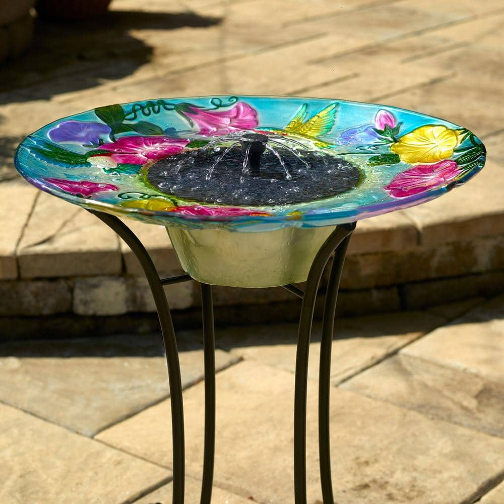 Smart Solar Hummingbird Glass Solar Birdbath 20224R01