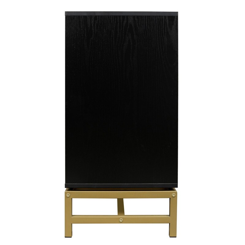 2 Door Accent Cabinet Storage Cabinet With Rattan Skin Decoration 1 Adjustable Inner Shelves For Dining Room and Living Room