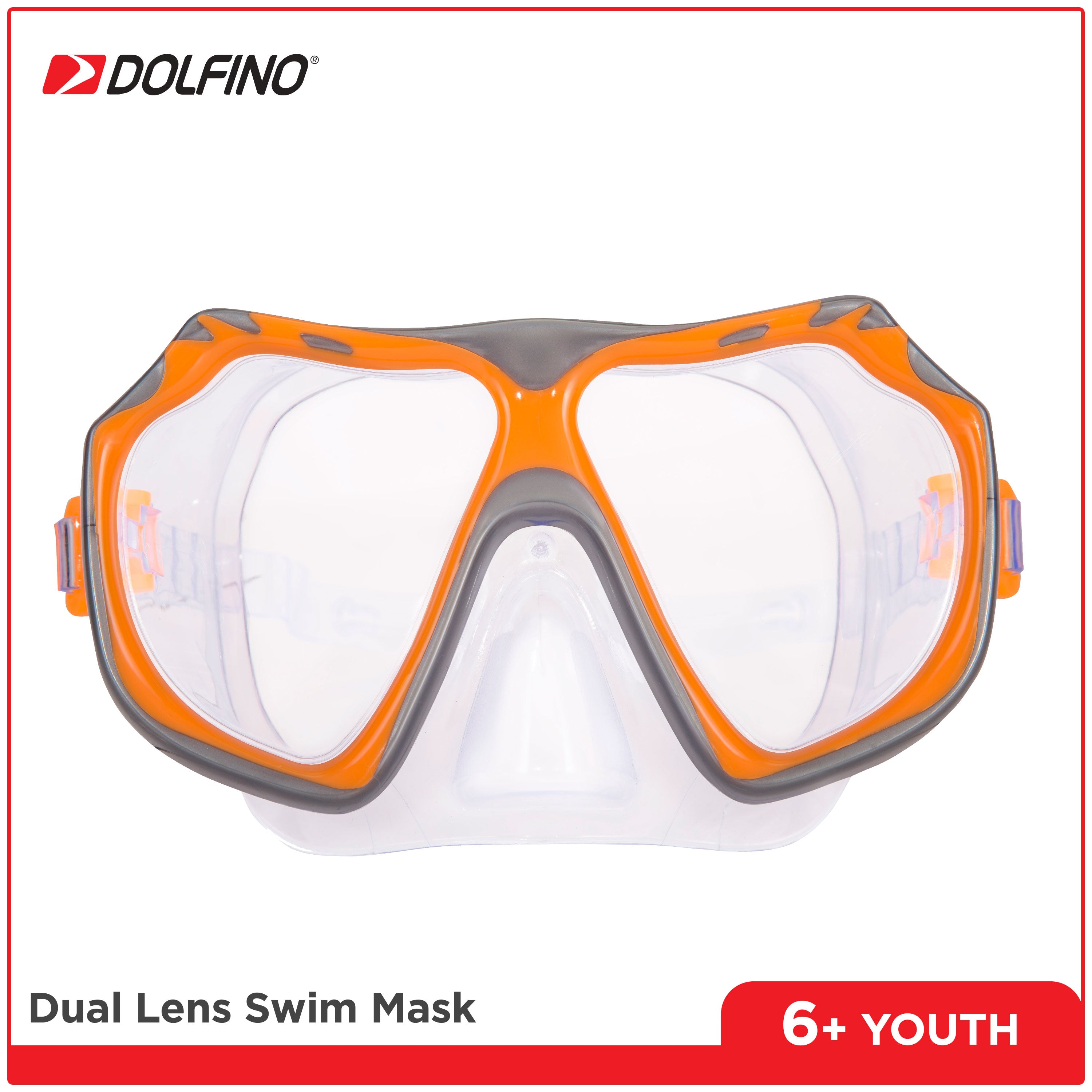 Dolfino Youth Unisex Latex Free Swim Mask and Snorkel Set with Duel Lens, Silver