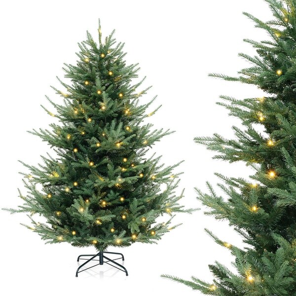 6/7/8 FT Prelit Artificial Christmas Tree Hinged Tree w/ Mixed Leaves