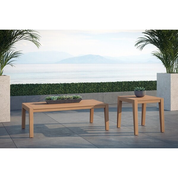 NewAge Products Outdoor Furniture Rhodes Teak Coffee Table and Side Table Set