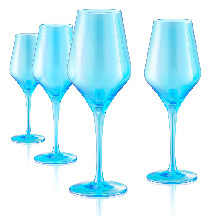 Artland Set of 4 16oz. Luster Turquoise Goblets