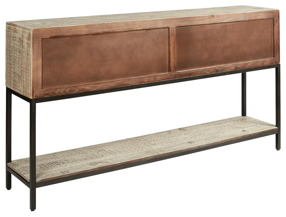 Roanley Distressed White Console Sofa Table   Industrial   Console Tables   by Ashley Furniture Industries  Houzz