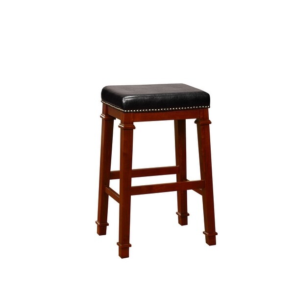 Linon Elle Black Faux Leather Backless 31.01-inch Bar Stool