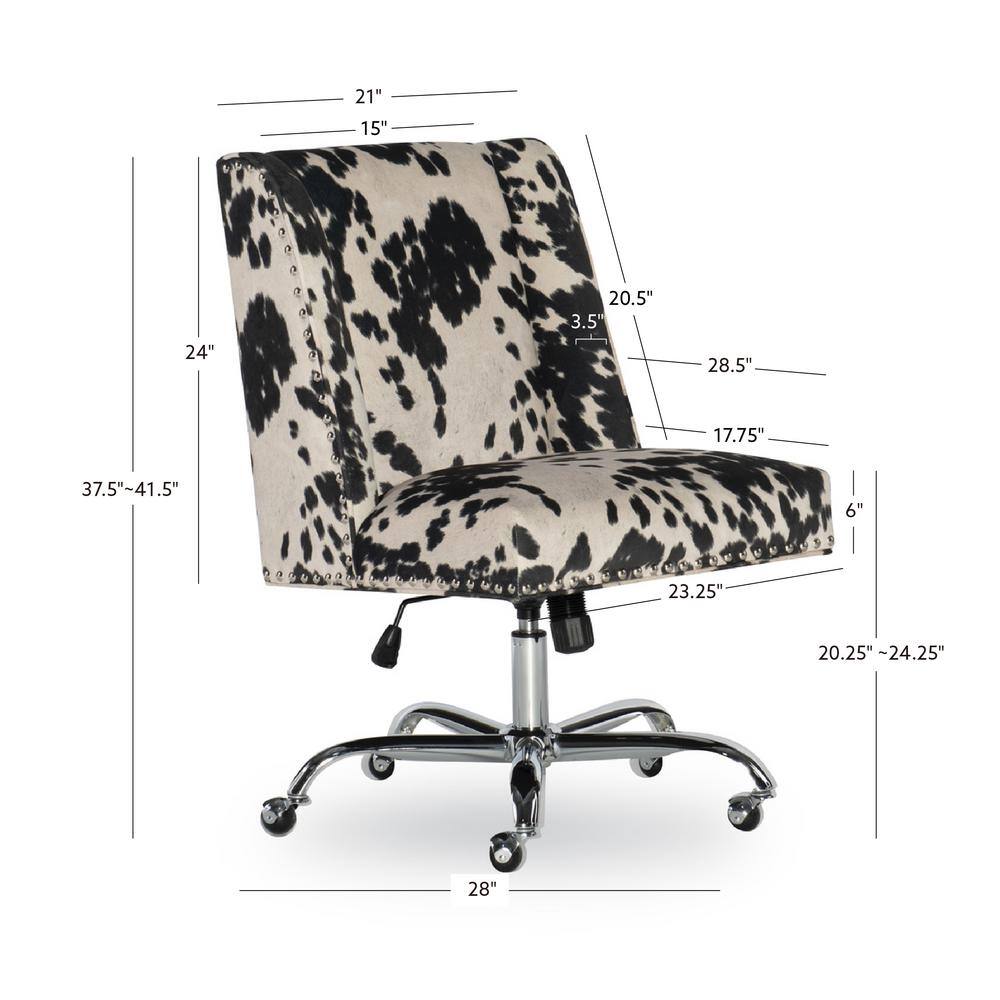 Linon Home Decor 24 in. Width Udder Madness Fabric Task Chair with Adjustable Height 178404BLK01U