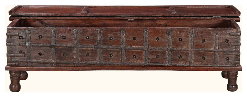 Gothic Classic Reclaimed Wood 60 quotStorage Trunk Chest   Traditional   Coffee Tables   by Sierra Living Concepts Inc  Houzz