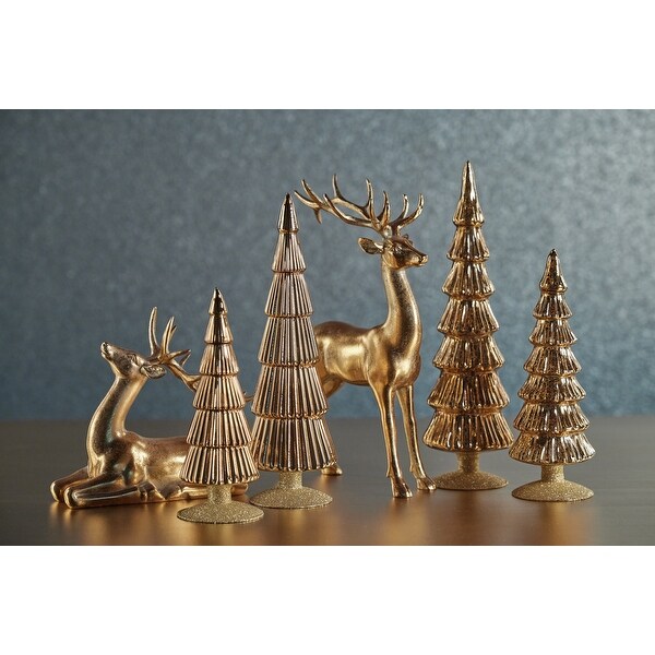 Dembe 9.5 Glass Tree on Gold Glitter Base，Set of 2