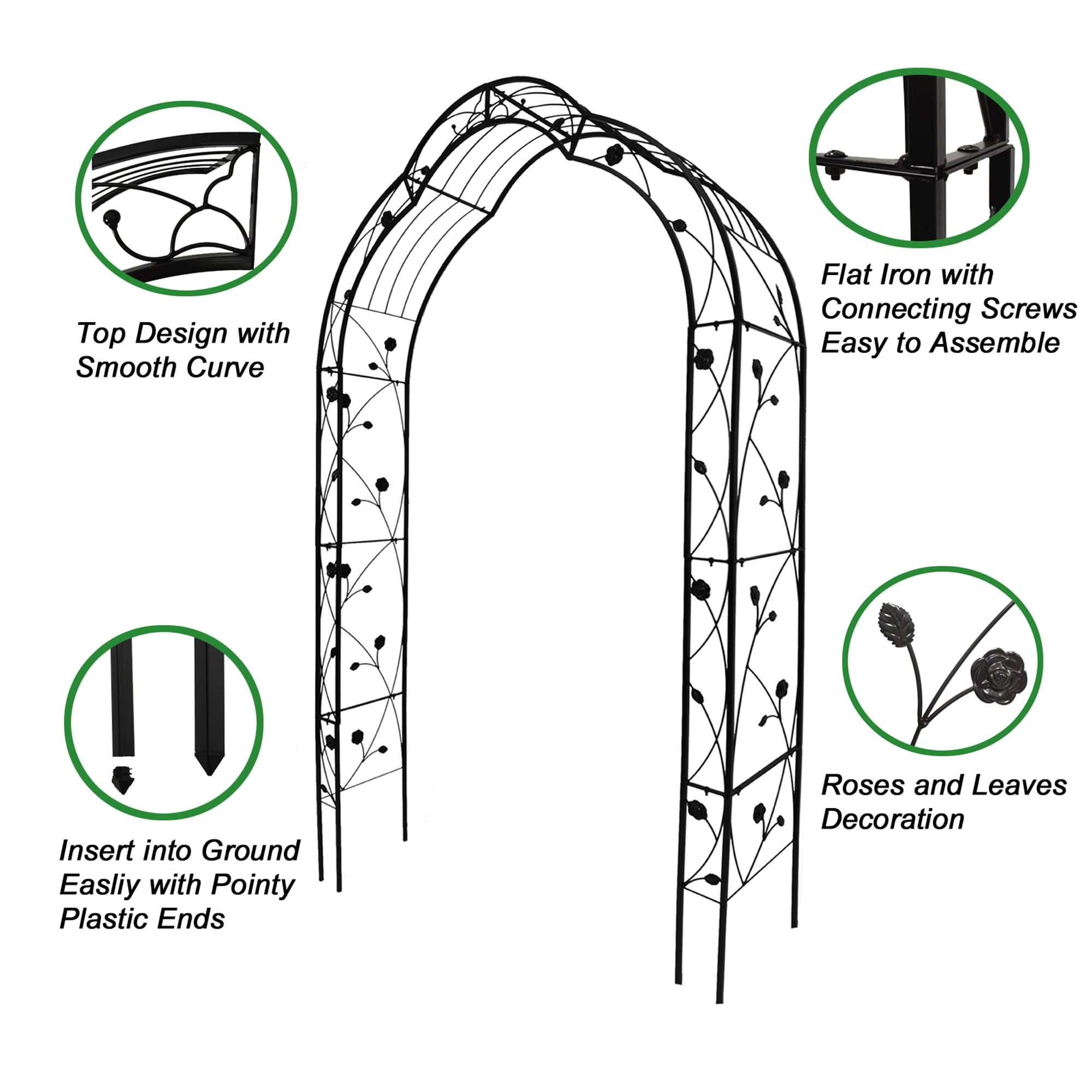 BAOERRS Metal Garden Arch Assemble Freely with 8 Styles Garden Arbor Trellis Climbing Plants Support Rose Arch Outdoor Arch Wedding Arch Party Events Archway Black