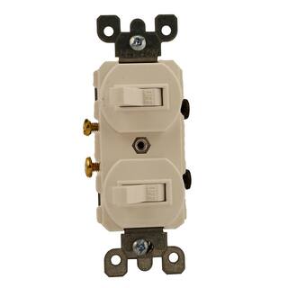 Leviton 20 Amp Commercial Grade Combination Two Single Pole Toggle Switches White 5334-W