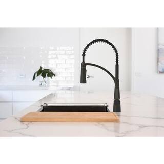 Glacier Bay Brenner Commercial Style Single-Handle Pull-Down Sprayer Kitchen Faucet in Oil Rubbed Bronze Finish FP4F0005ORB