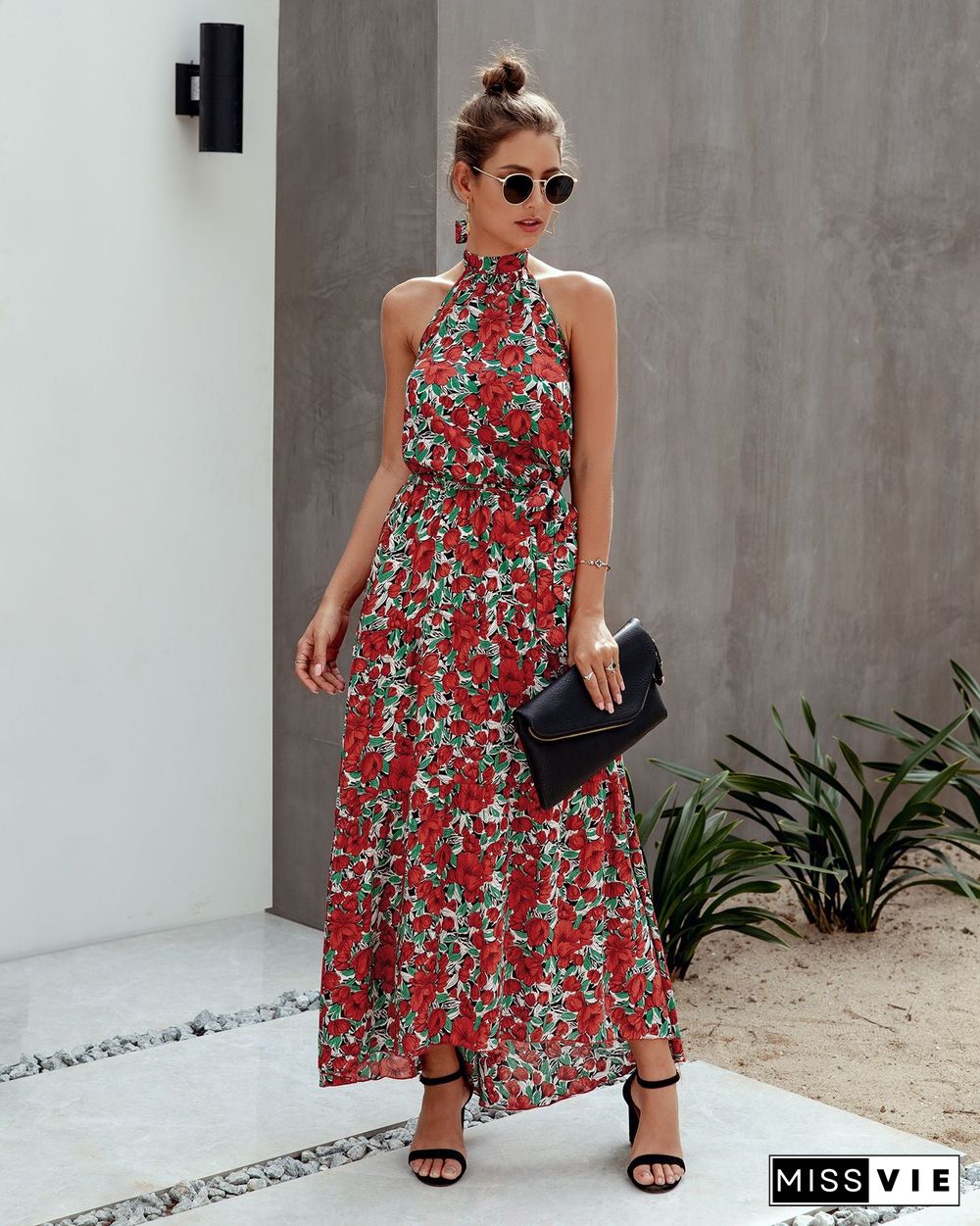 Halter Neck Backless Maxi Dress