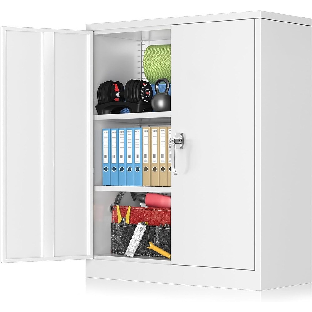 3 shelf Metal Garage Storage Cabinet with Locking Doors