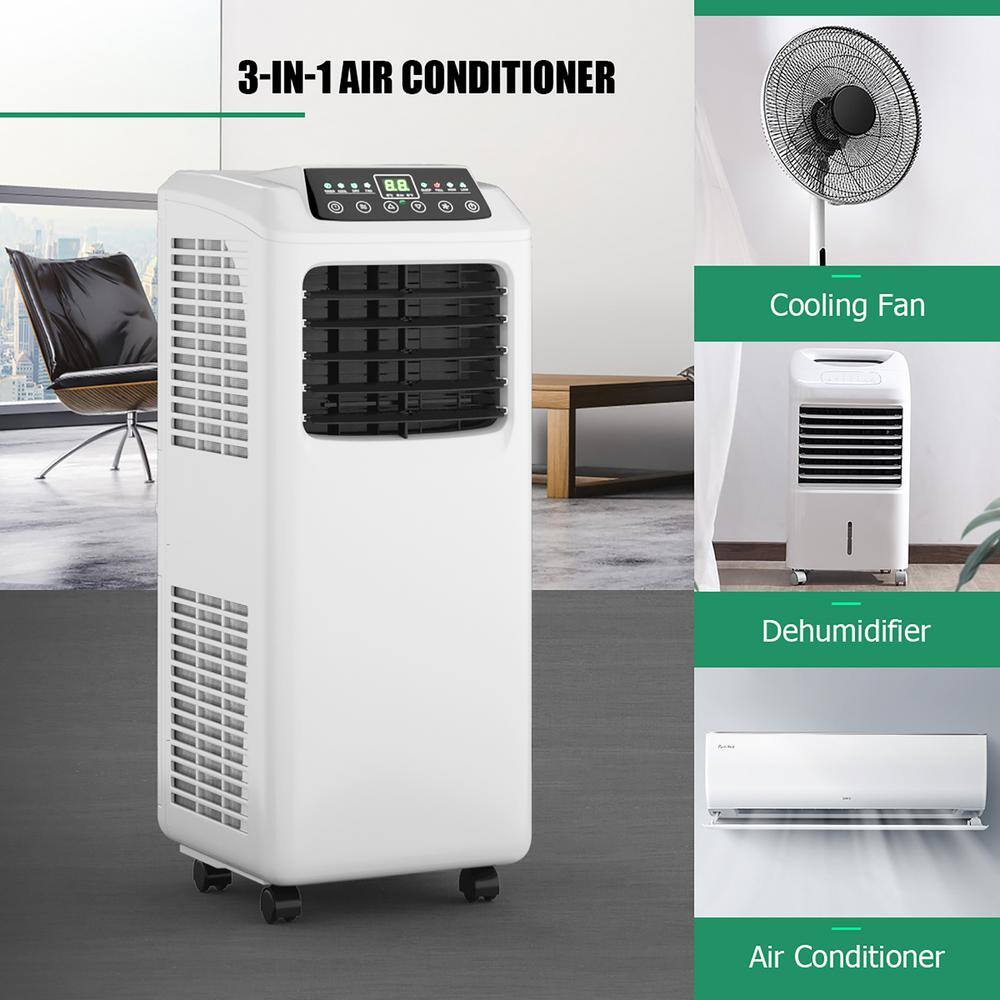 Costway 9000 BTU Portable Air Conditioner with Dehumidifier in Black and White EP24618US