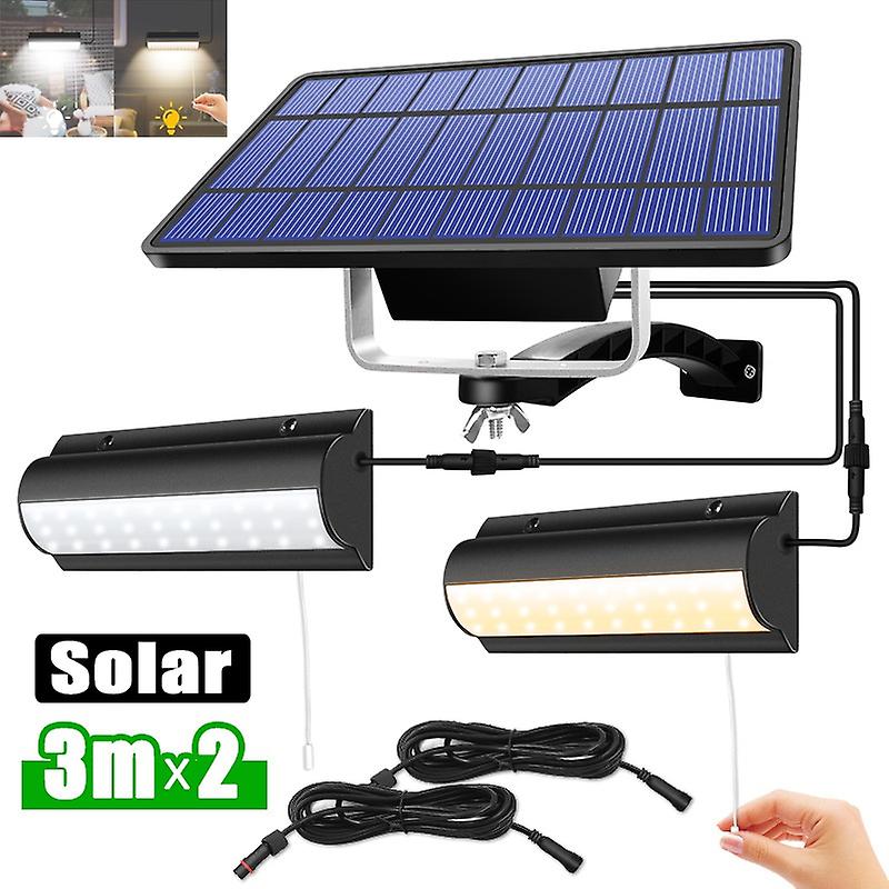 New Upgraded Solar Lights For Shed With Pull Cord， Single / Double Head Solar Pendant Lights Corridor Wall Lights Auto Dusk To Dawn Waterproof Lamp Fo