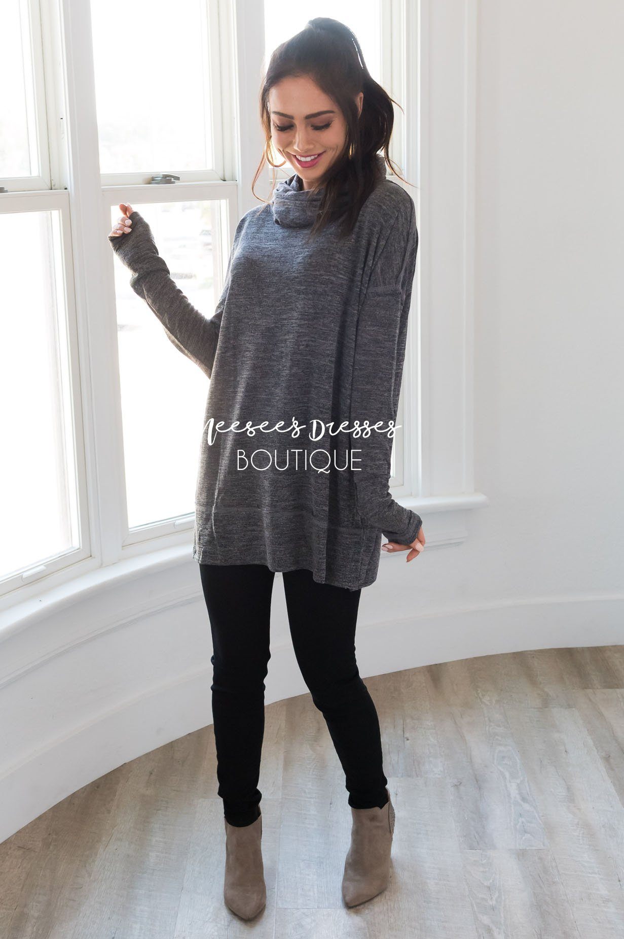 Sheer Modest Cowl Neck Tunic