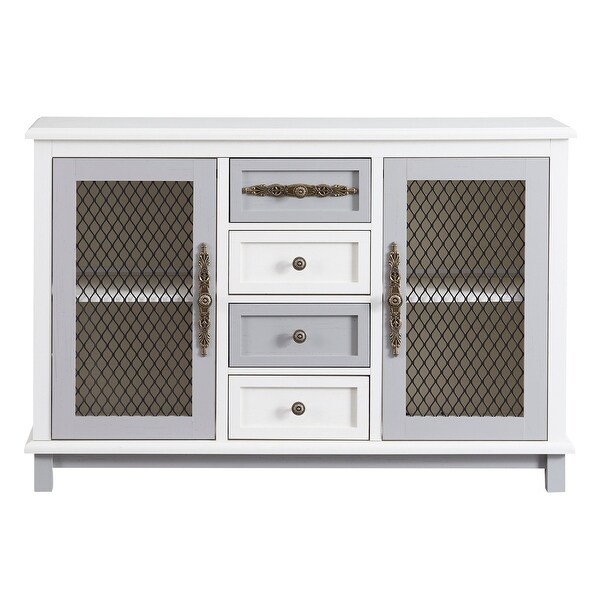 Retro Entryway Console Table Storage Sideboard with 4 Drawers