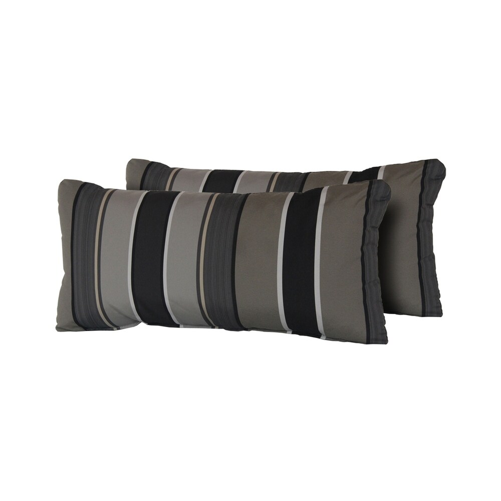 Grey Mix Stripe Outdoor Throw Pillows Rectangle Set of 2