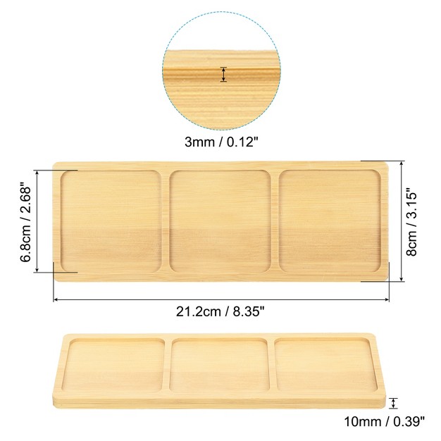 Unique Bargains Indoor Bamboo Rectangular Lattice Flower Drip Tray Plant Pot Saucer 8x3 Inch