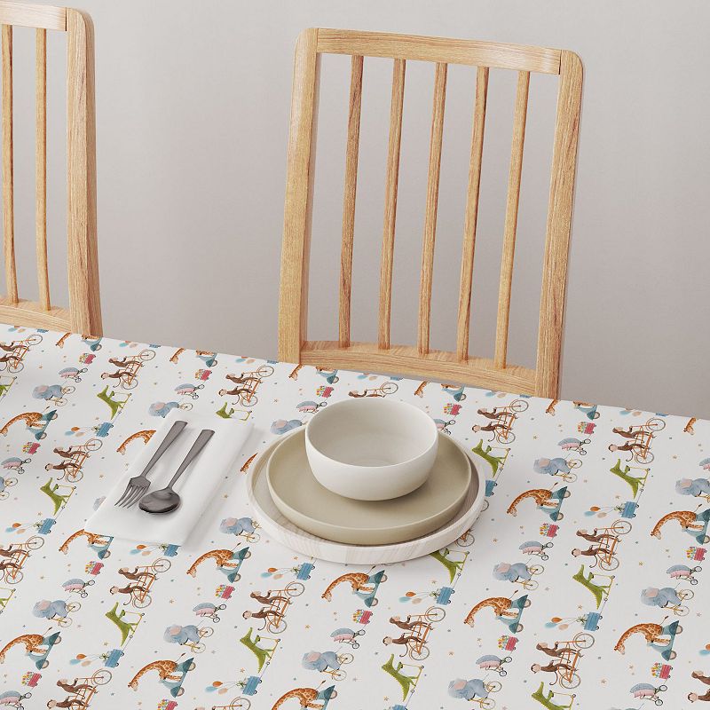 Square Tablecloth， 100% Polyester， 60x60， Animals on Bikes Design