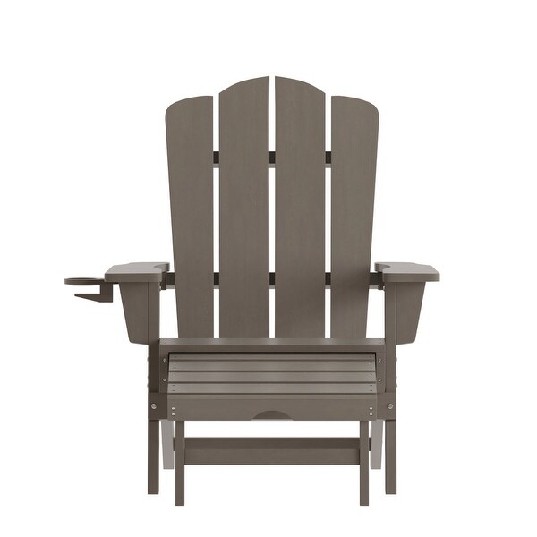 Commercial AllWeather Adirondack Chair with Pullout Ottoman and Cupholder