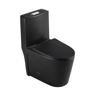 27.2 in. L x 15.6 in. Wx 31.3 in. H 1-Piece 1.6 GPF Dual Flush Elongated Toilet in Black Seat Included 21S0dx901-MB