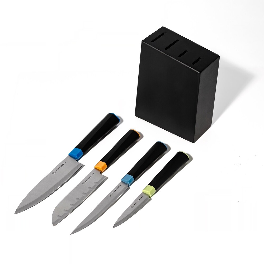 Dura Living Artistic Edge 5 Piece High Carbon Stainless Steel Kitchen Knife Block Set