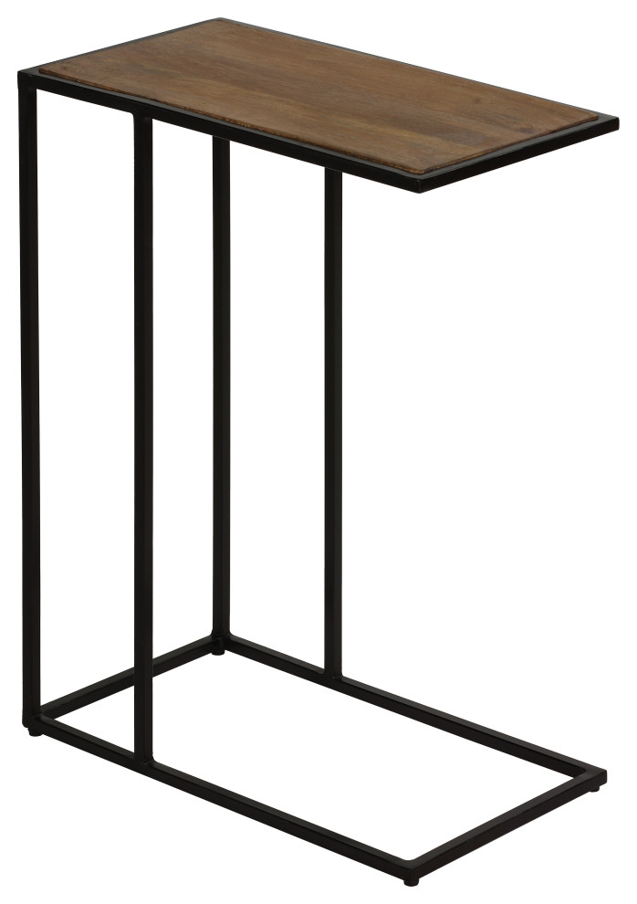 Bare Decor Toronto Accent C Table  Black Metal/Wooden Top  18x10   Industrial   Side Tables And End Tables   by CozyStreet  Houzz