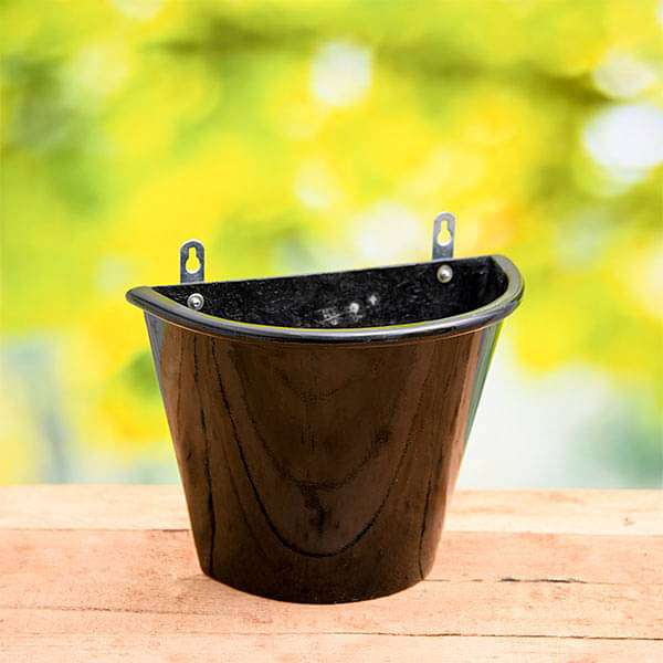 12 inch (30 cm) SML-009 Wall Mounted D Shaped Fiberglass Planter (Black)