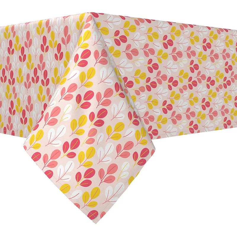 Square Tablecloth， 100% Polyester， 60x60， Doodle Pink Leaves