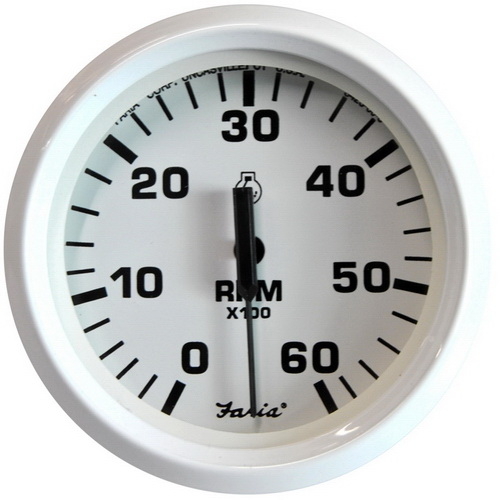 Faria Dress White 4 Tachometer   6 000 RPM (Gas  ...