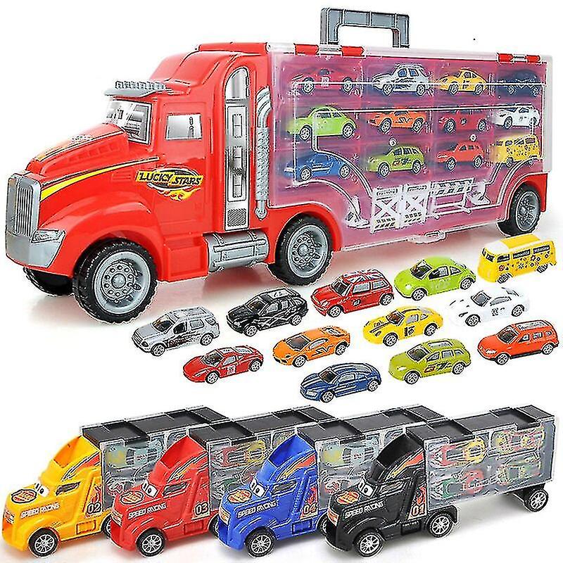 Big Transport Car Container Carrier Big Truck Vehicles Toys With Mini Diecast Cars Model Toys For Children Boys Birthday Gifts - Railed/motor/cars/bic