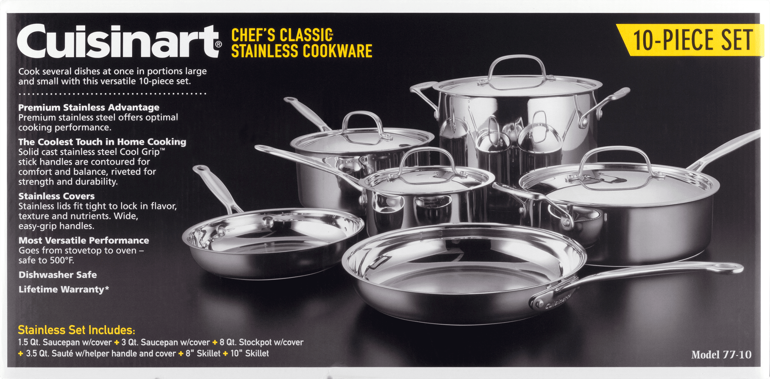 Cuisinart Chef's Classic Stainless Steel 10 Piece Cookware Set (77-10)