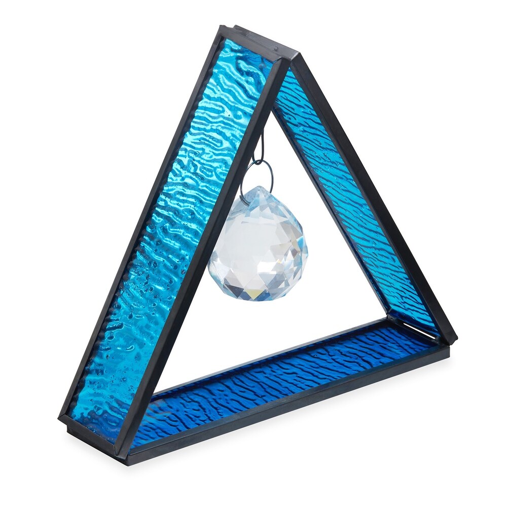 River of Goods Crystal Ball Blue River of Goods Standing Triangle Suncatcher   7\