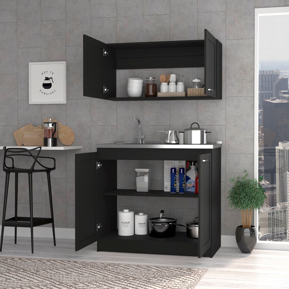 Cambridge 2 piece Rectangle Cabinet Set Black Wengue